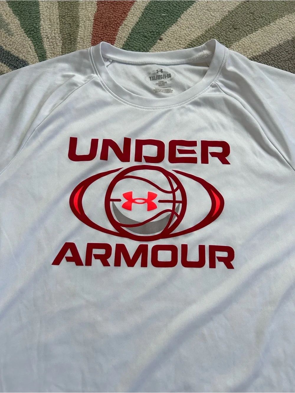 Under Armour White Short Sleeve Tee with Red Logo